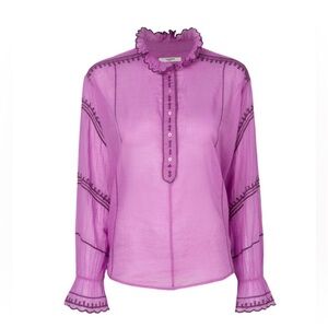 ISABEL MARANT ÉTOILE Louna Top In Lilac Women’s  Sz 40 embroidered